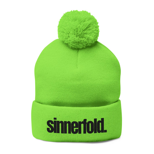 Embroidered Pom-Pom Knit Cap — Sinnerfold Logo Beanie