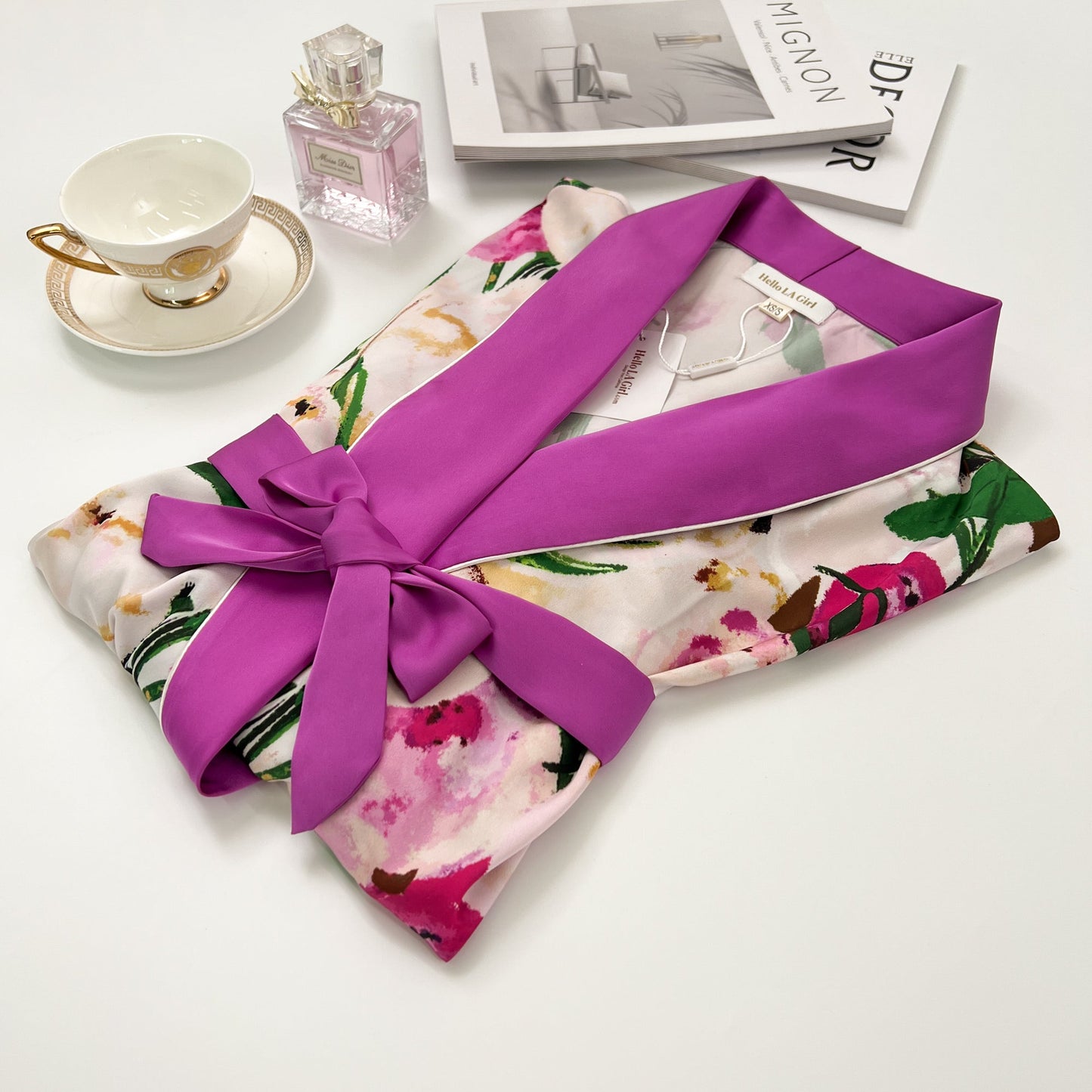 flirt in floral robe
