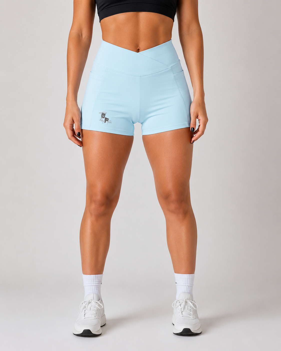 crossover shorts in blue