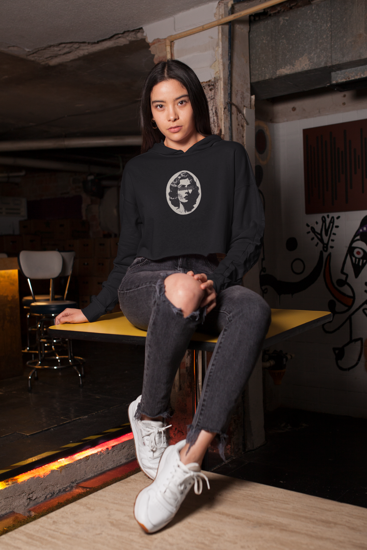 eyes of sin cropped hoodie