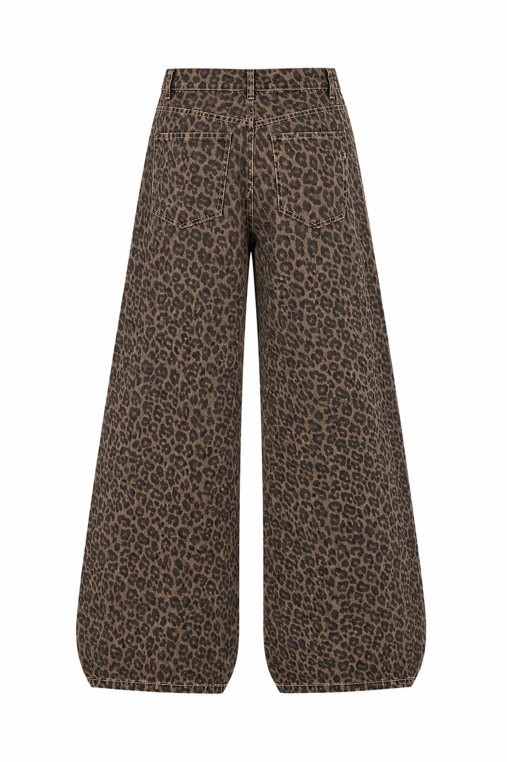 Leopard print pants on a white background