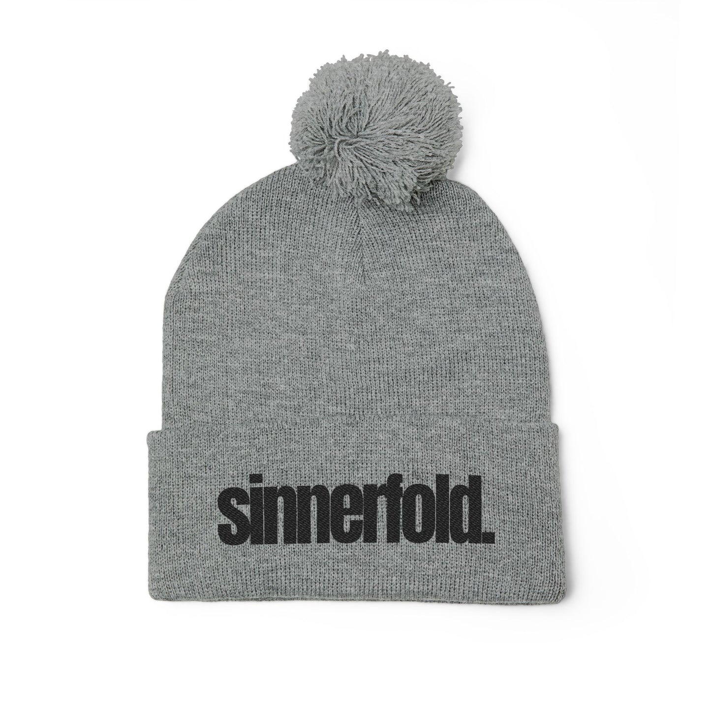 Embroidered Pom-Pom Knit Cap — Sinnerfold Logo Beanie