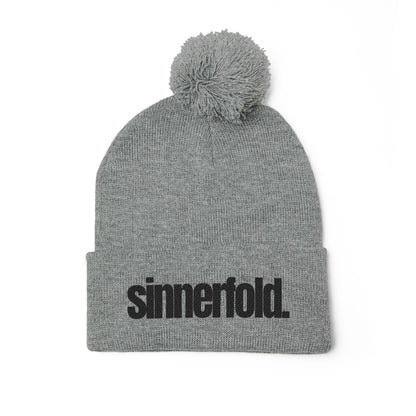 Embroidered Pom-Pom Knit Cap — Sinnerfold Logo Beanie