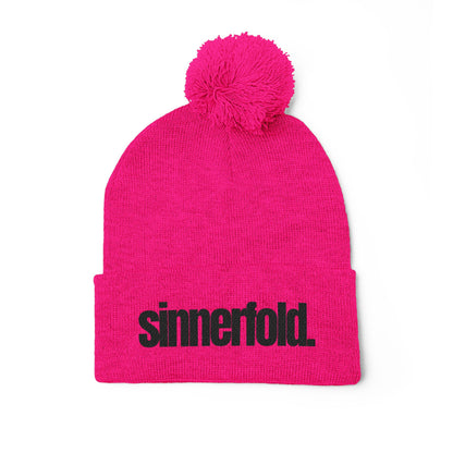 Embroidered Pom-Pom Knit Cap — Sinnerfold Logo Beanie