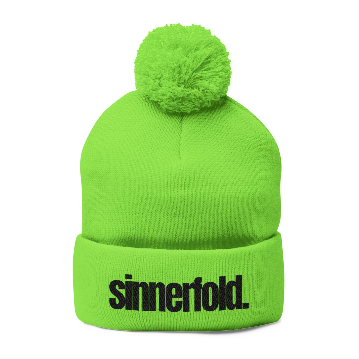 Embroidered Pom-Pom Knit Cap — Sinnerfold Logo Beanie