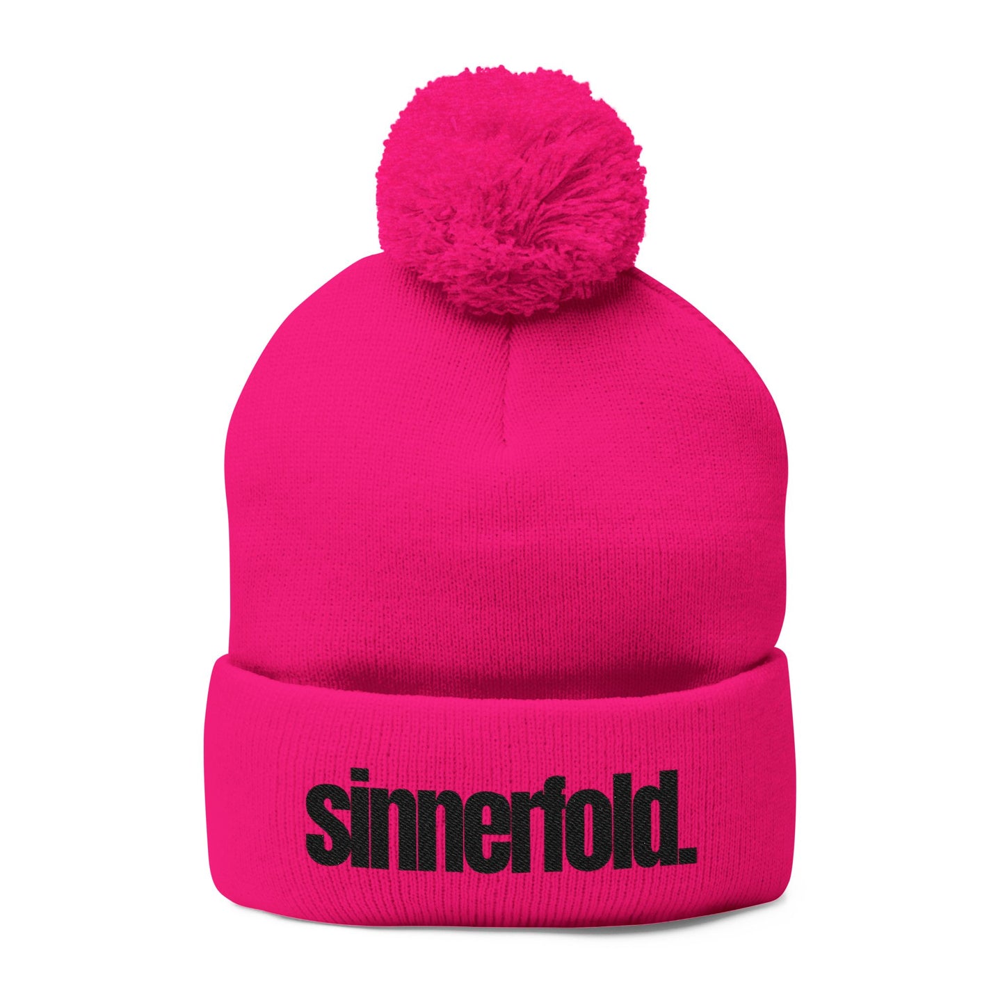 Embroidered Pom-Pom Knit Cap — Sinnerfold Logo Beanie