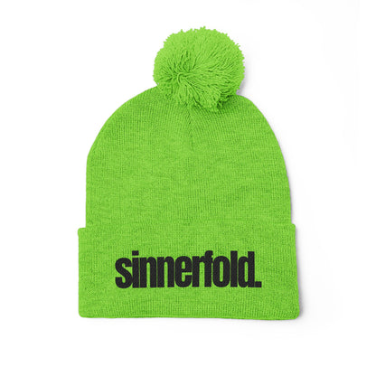 Embroidered Pom-Pom Knit Cap — Sinnerfold Logo Beanie