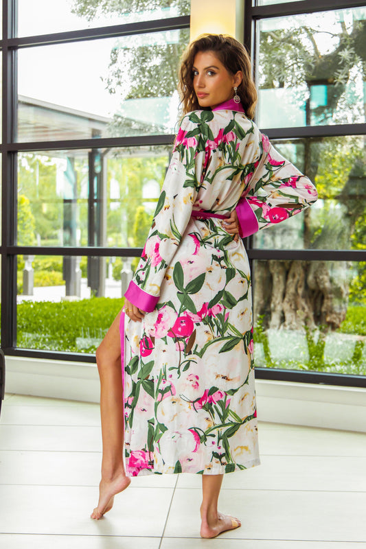flirt in floral robe