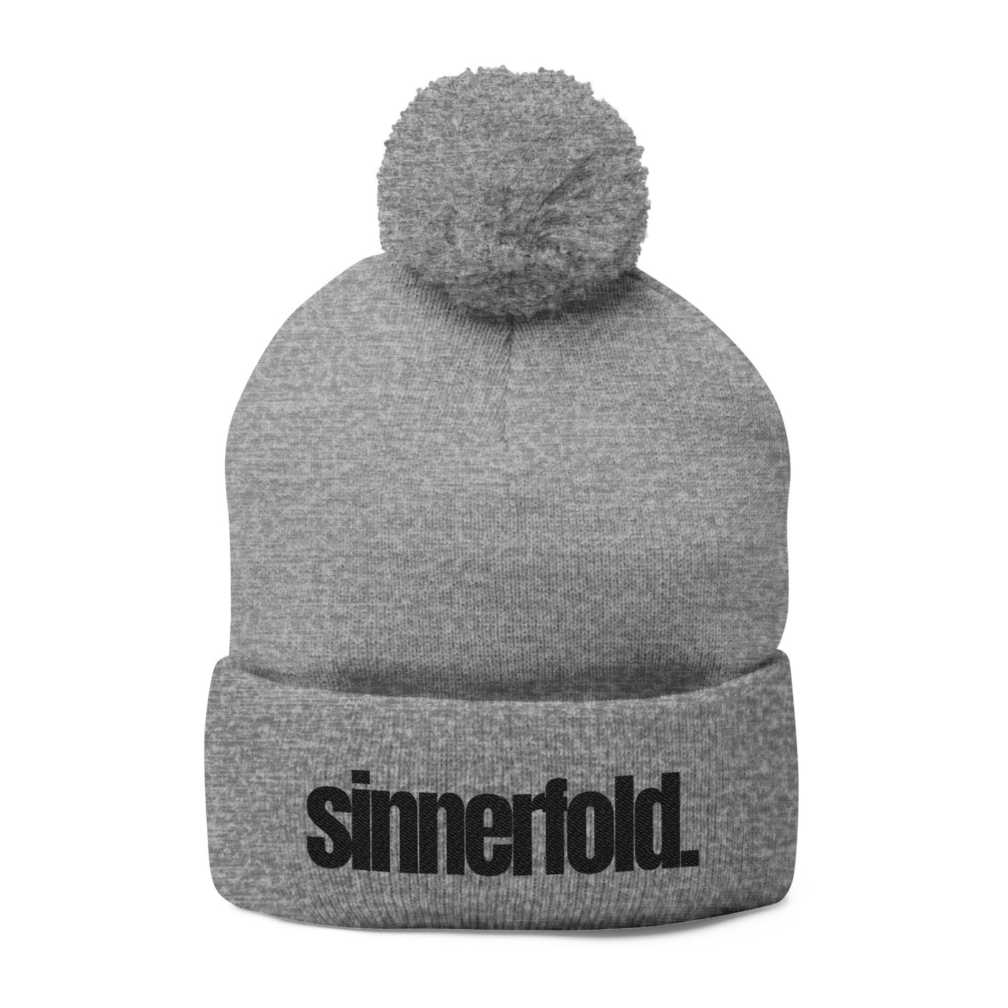 Embroidered Pom-Pom Knit Cap — Sinnerfold Logo Beanie