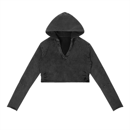 Distressed Crop Hoodie