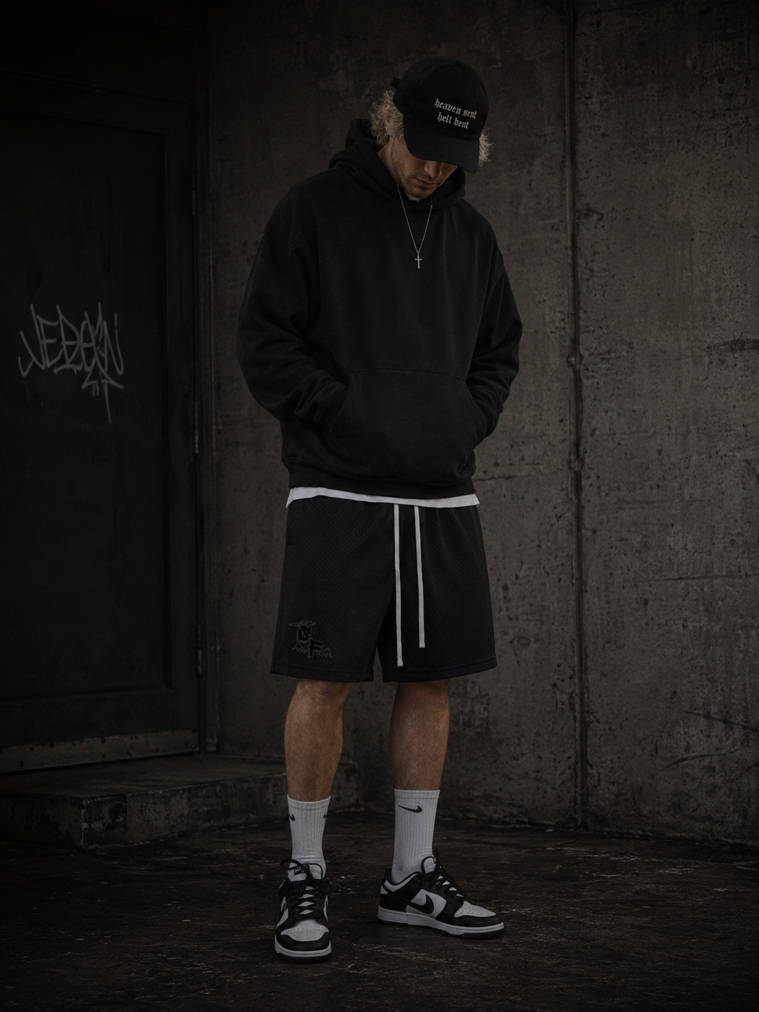 black mesh shorts