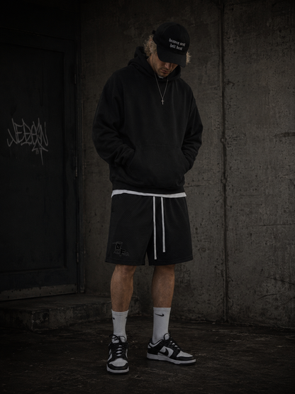 black mesh shorts