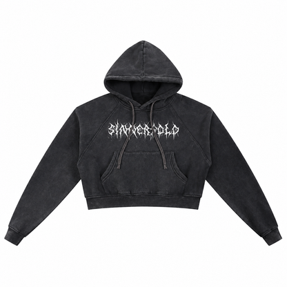 Black hoodie with white text on a white background