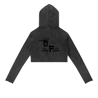 Distressed Crop Hoodie