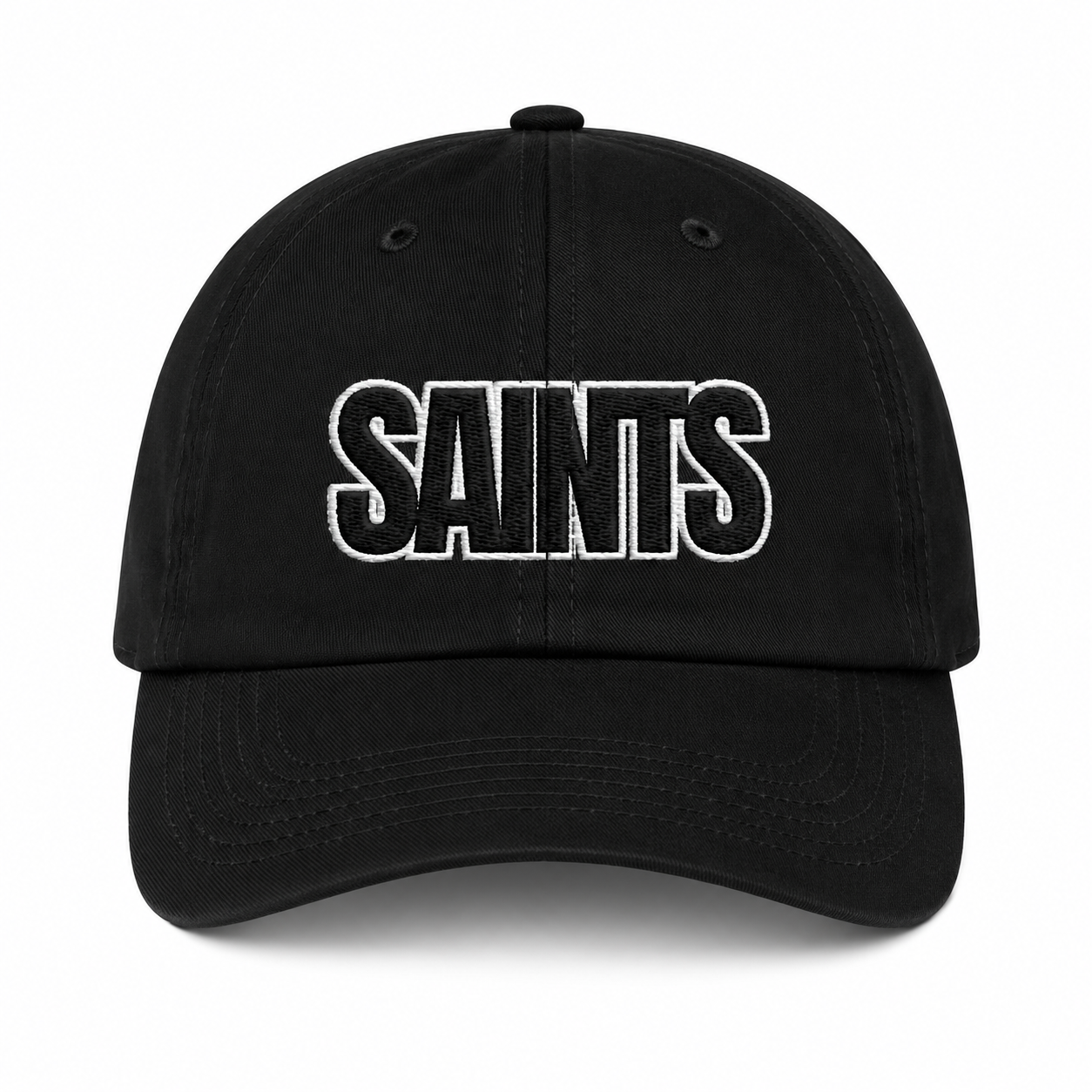 black cap with saints embroidery