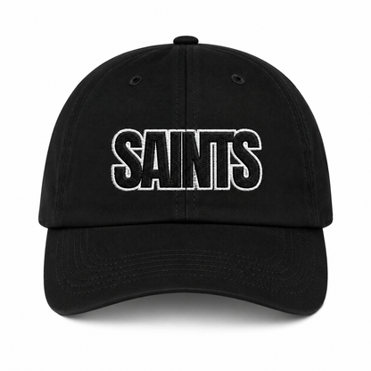black cap with saints embroidery
