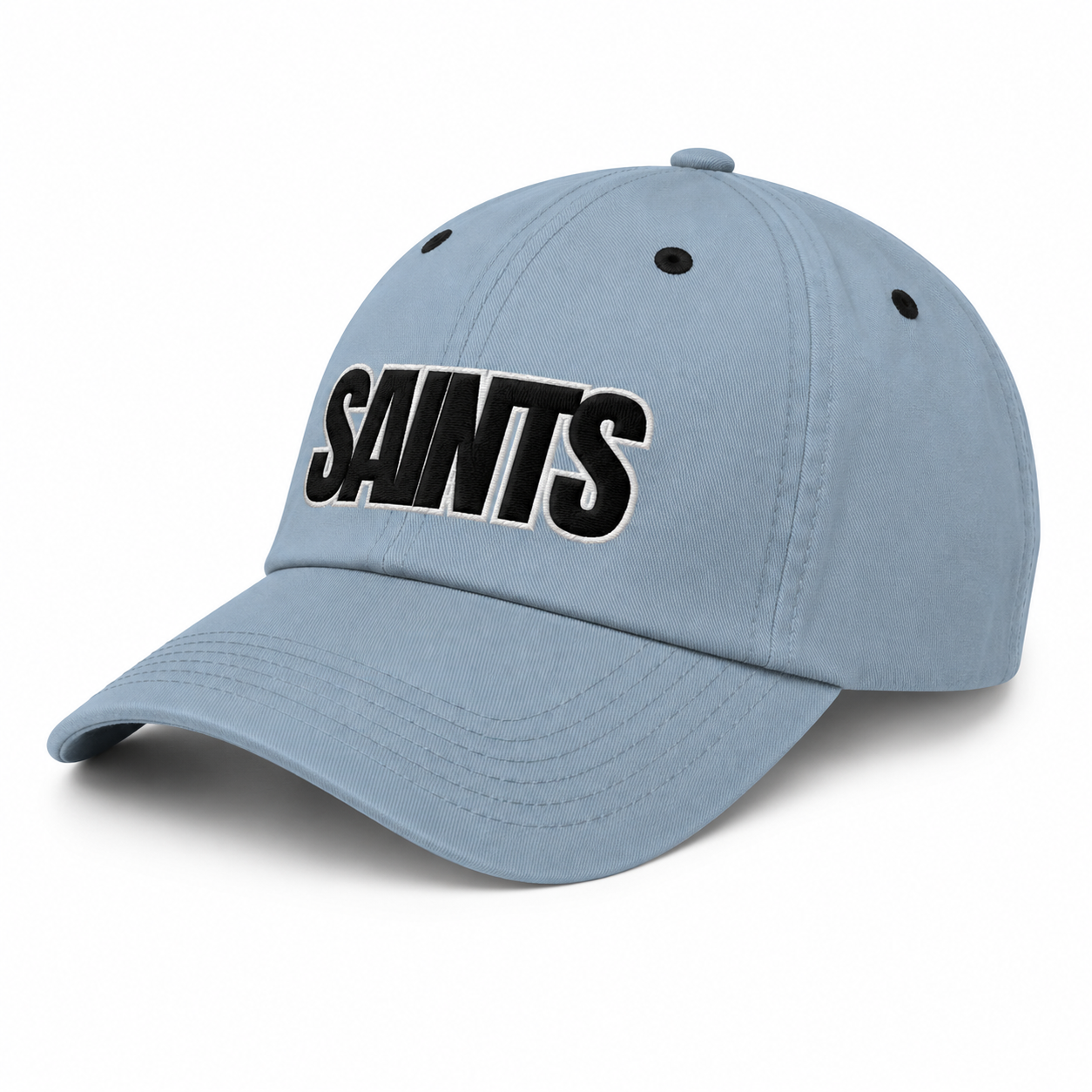 Light blue cap with 'SAINTS' text on a white background