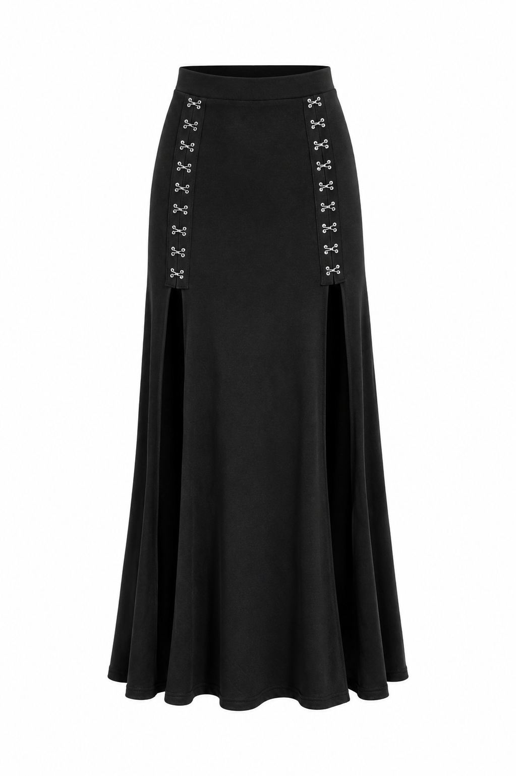 Black skirt with decorative elements on a white background