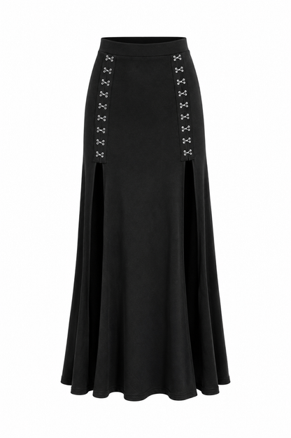 Black skirt with decorative elements on a white background