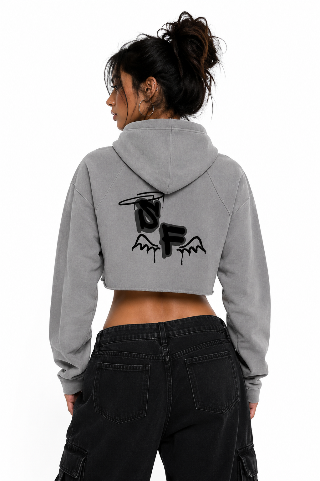 Distressed Crop Hoodie