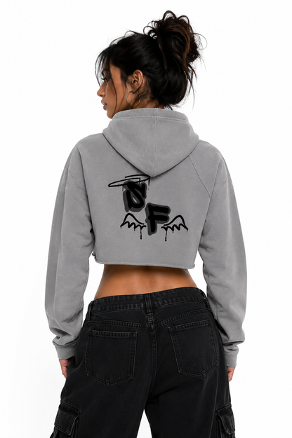 Distressed Crop Hoodie