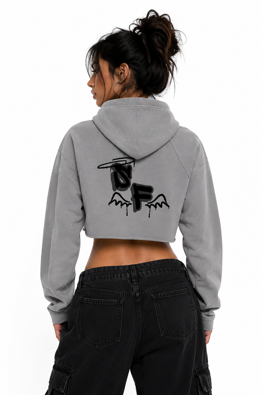 Distressed Crop Hoodie