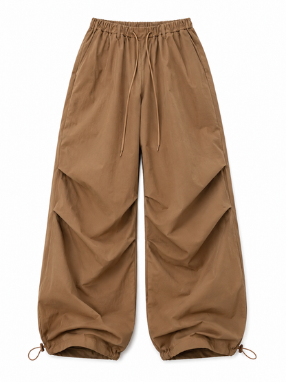Brown wide-leg pants on a white background