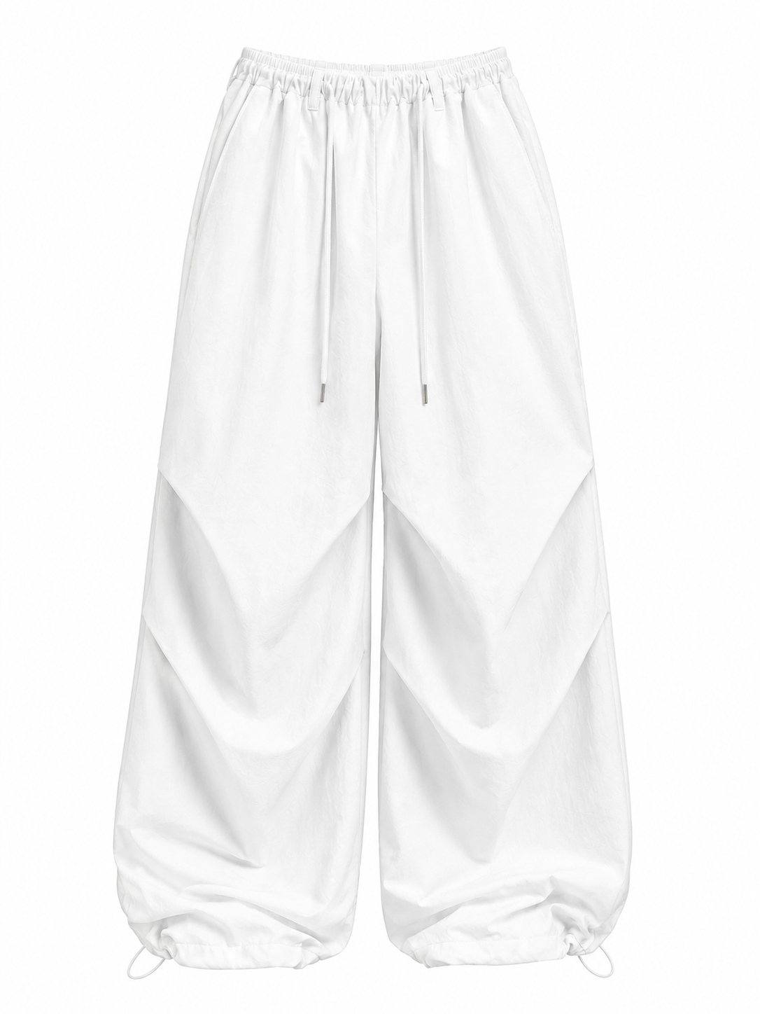 White wide-leg pants on a white background