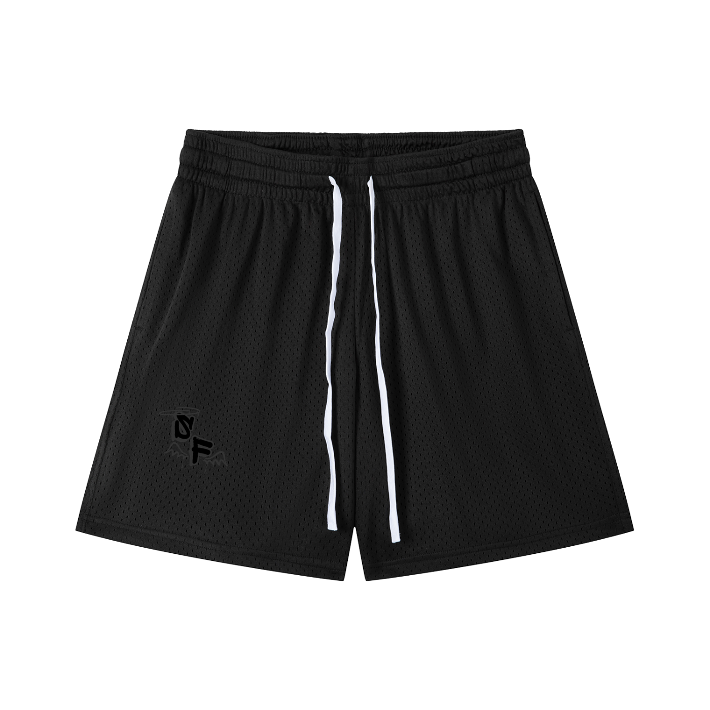 black mesh shorts
