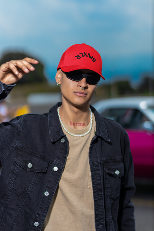 saint or sinner trucker hat